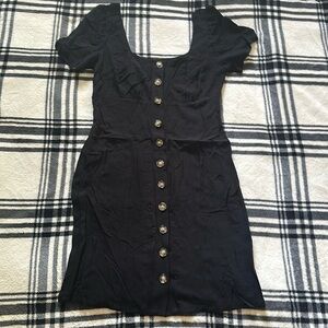 Express black button short sleeve scoop neck dress size small new without tags
